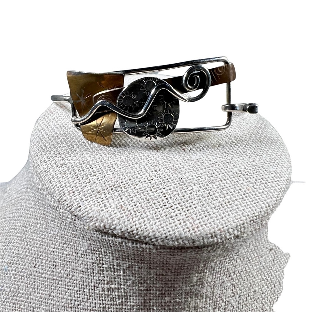 Handmade Sterling Silver, Brass And Copper Bracelet